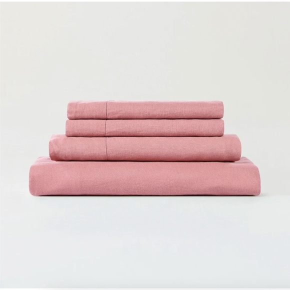 SIJO LuxeWeave French Linen Sheet Set - Queen - Pink Clay (No Flat Sheet) - Picture 1 of 4